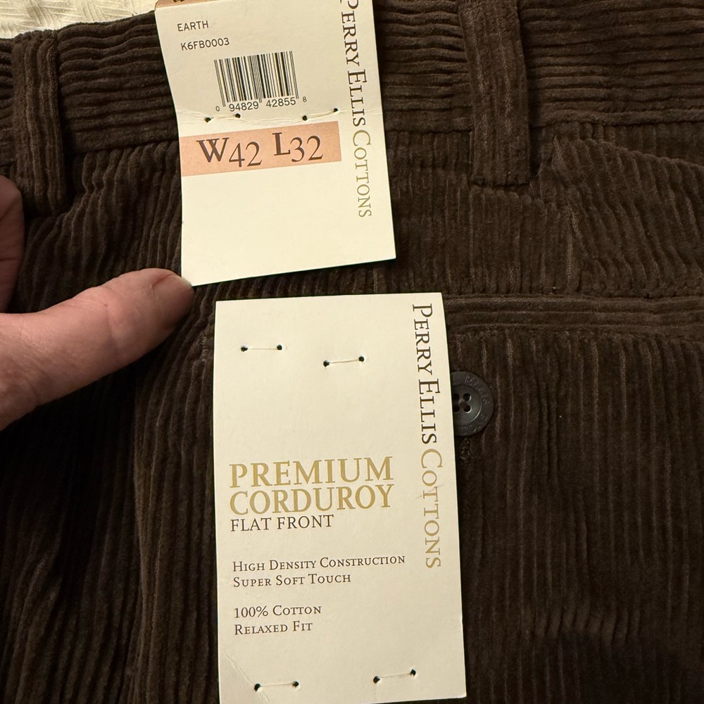 Perry Ellis Men's Earth Tone Corduroy Pants
